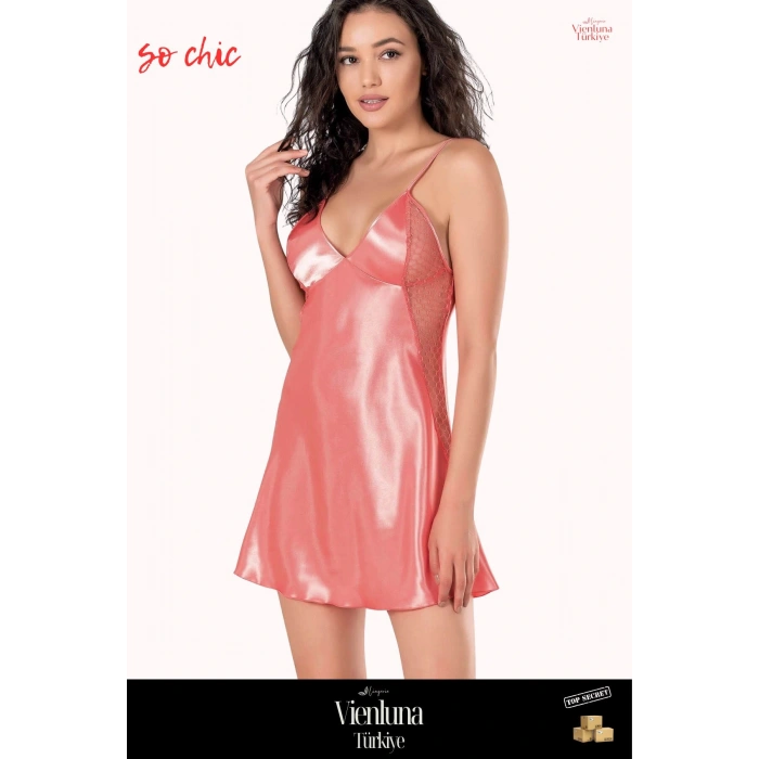 Yeni Sezon Özel Üretim Premium Şık Lüks Zarif Modern Erotik Seksi Çekici Fantezi Kısa Saten Gecelik