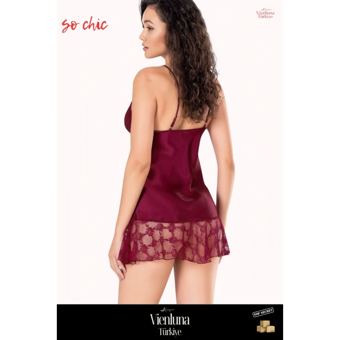 Deluxe Seri Premium Şık Lüks Zarif Modern Erotik Seksi Çekici Fantezi Tarz Trend Kısa Saten Gecelik