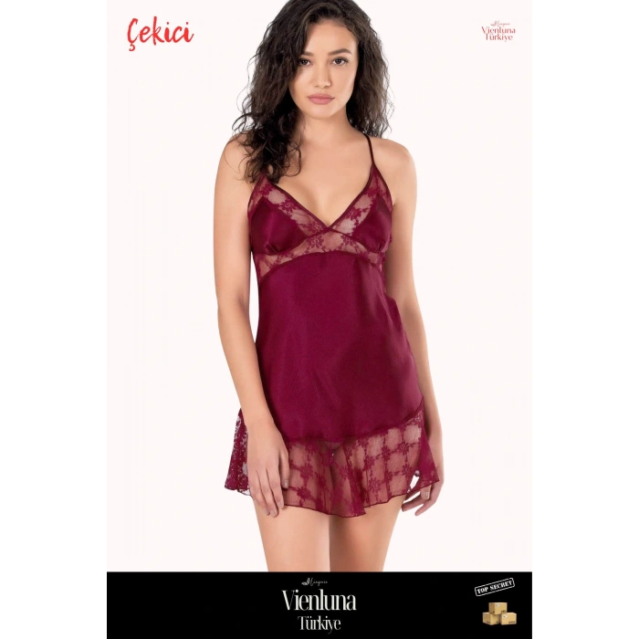 Deluxe Seri Premium Şık Lüks Zarif Modern Erotik Seksi Çekici Fantezi Tarz Trend Kısa Saten Gecelik