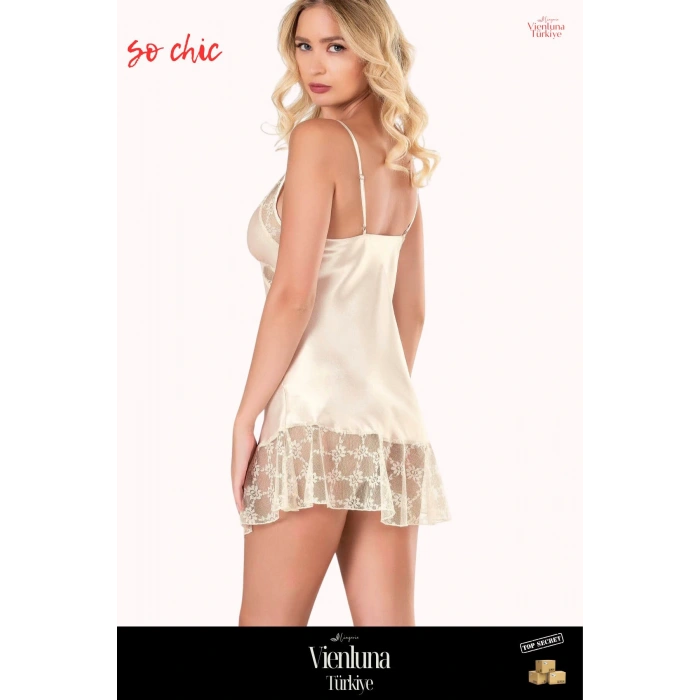 Deluxe Seri Premium Şık Lüks Zarif Modern Erotik Seksi Çekici Fantezi Tarz Trend Kısa Saten Gecelik