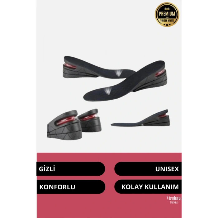 Yüksek Kalite Ayakkabı Gizli Konforlu Hava Yastıklı Gözükmeyen Destekli Boy Uzatan Tabanlık 5 Cm