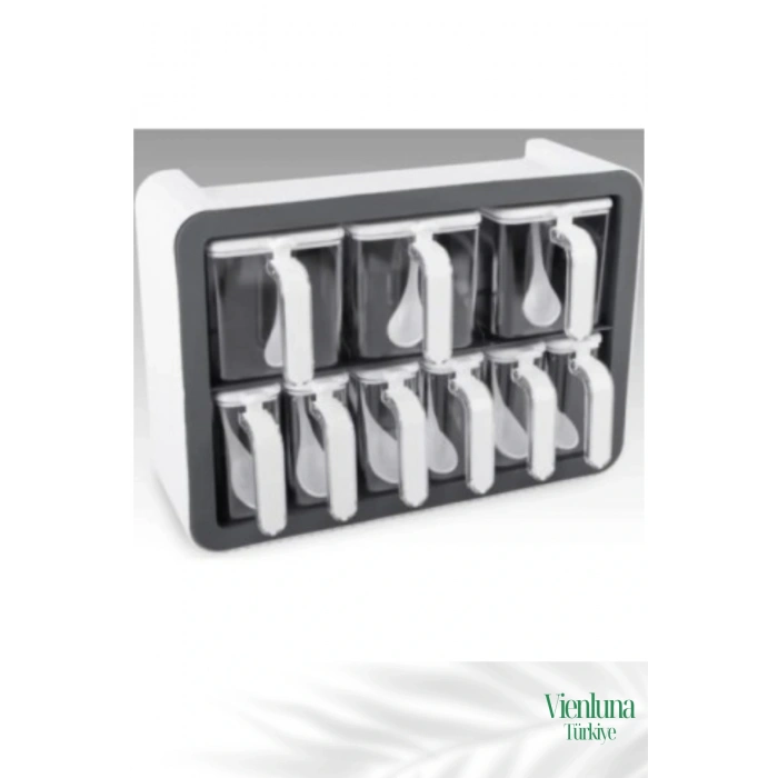 Premium Ürün Özel Üretim Ergonomik Uzun Ömürlü Dayanıklı 9lu Standlı Kaşıklı Baharatlık Seti