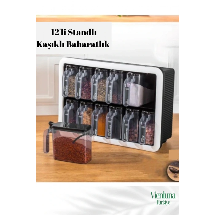 Premium Ürün Özel Üretim Ergonomik Uzun Ömürlü Dayanıklı 12li Standlı Kaşıklı Baharatlık Seti