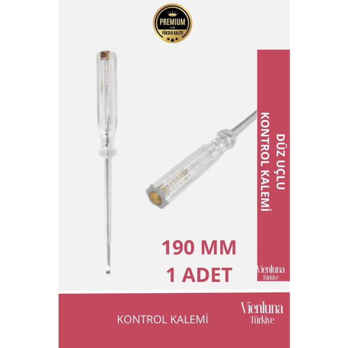 Üstün Kalite Elektrik Ev İş Ofis Sağlam Dayanıklı Tornavida Düz Uçlu Kontrol Kalemi 190 mm 1 Adet