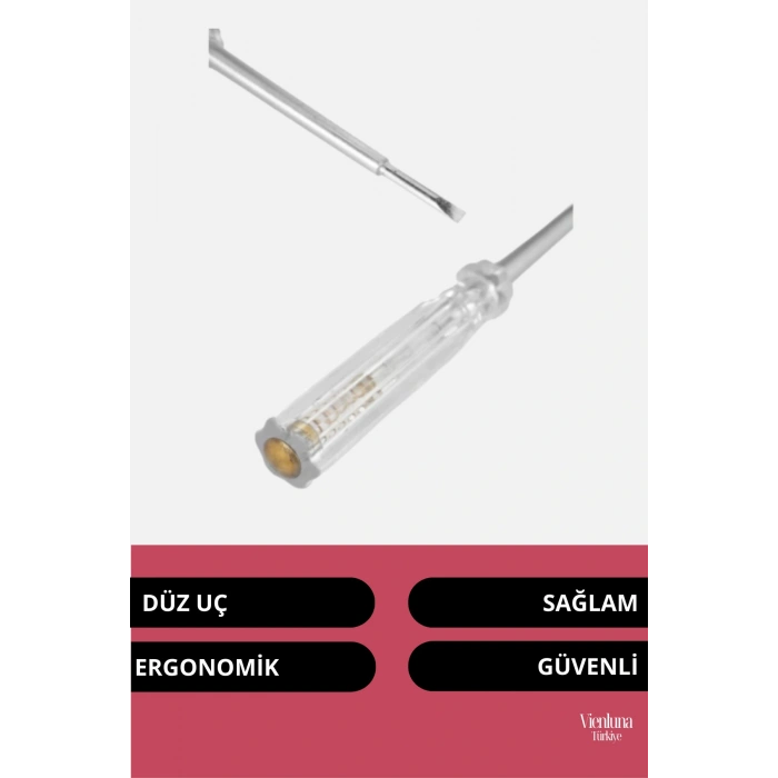 Üstün Kalite Elektrik Ev İş Ofis Sağlam Dayanıklı Tornavida Düz Uçlu Kontrol Kalemi 190 mm 1 Adet