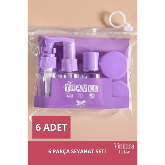 Premium Ürün Özel Çantalı Taşınabilir Tatil Seyahat Plaj Deniz Makyaj Krem Sprey Banyo Seti 6 Parça
