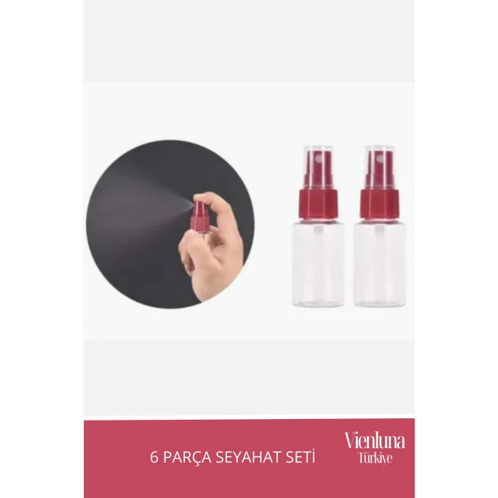 Premium Ürün Özel Çantalı Taşınabilir Tatil Seyahat Plaj Deniz Makyaj Krem Sprey Banyo Seti 6 Parça