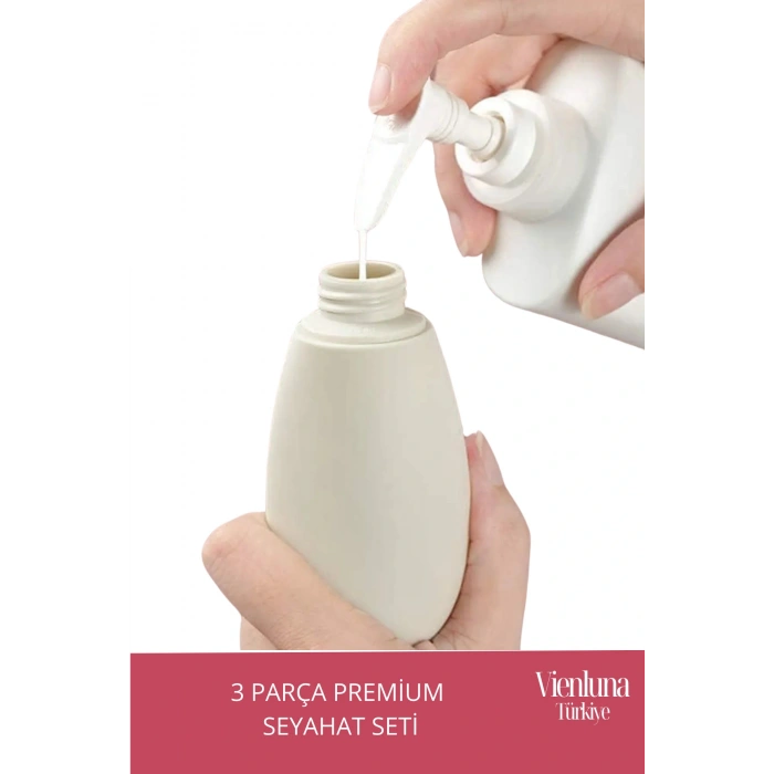 Premium Ürün Özel Çantalı Taşınabilir Tatil Seyahat Plaj Deniz Makyaj Krem Sprey Banyo Seti 3 Parça