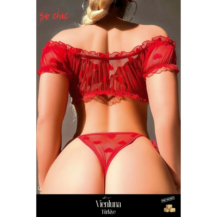 Premium Ürün Şık Lüks Zarif Modern Seksi Çekici Transparan Fantezi Sütyen Külot Takım