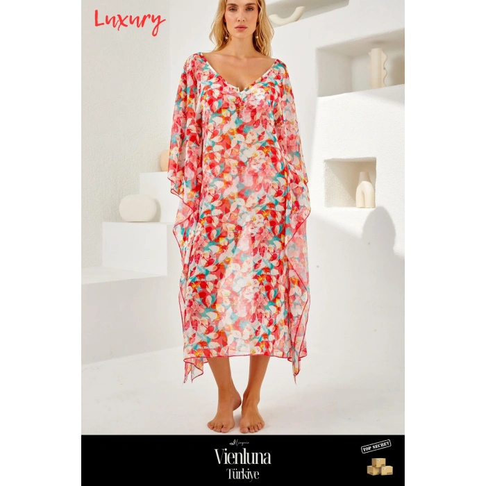 Yeni Sezon Premium Ürün Şık Havalı Modern Rahat Çekici Plaj Giyim V Yaka Uzun Elbise Pareo