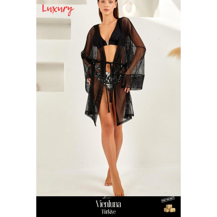 Fırsat Byr Siyah Uzun Kollu File Pareo Yeni