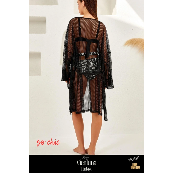 Fırsat Byr Siyah Uzun Kollu File Pareo Yeni