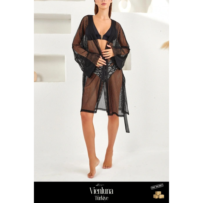 Fırsat Byr Siyah Uzun Kollu File Pareo Yeni