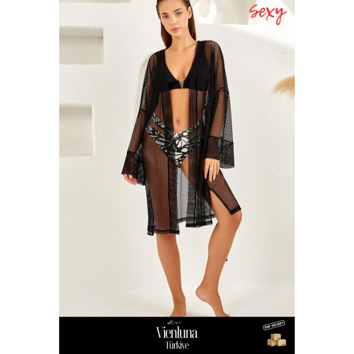 Fırsat Byr Siyah Uzun Kollu File Pareo Yeni