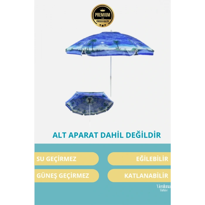 Özel Üretim Dayanıklı Su Geçirmez Büyük 170cm Fiber Tel Katlanabilir Taşınabilir Kamp Plaj Şemsiyesi