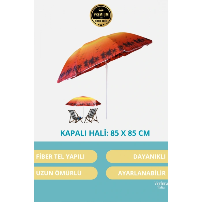 Premium Kalite Dayanıklı Güneş Geçirmez 170cm Fiber Tel Katlanabilir Portatif Kamp Plaj Şemsiyesi
