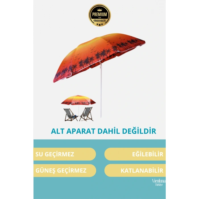 Premium Kalite Dayanıklı Güneş Geçirmez 170cm Fiber Tel Katlanabilir Portatif Kamp Plaj Şemsiyesi