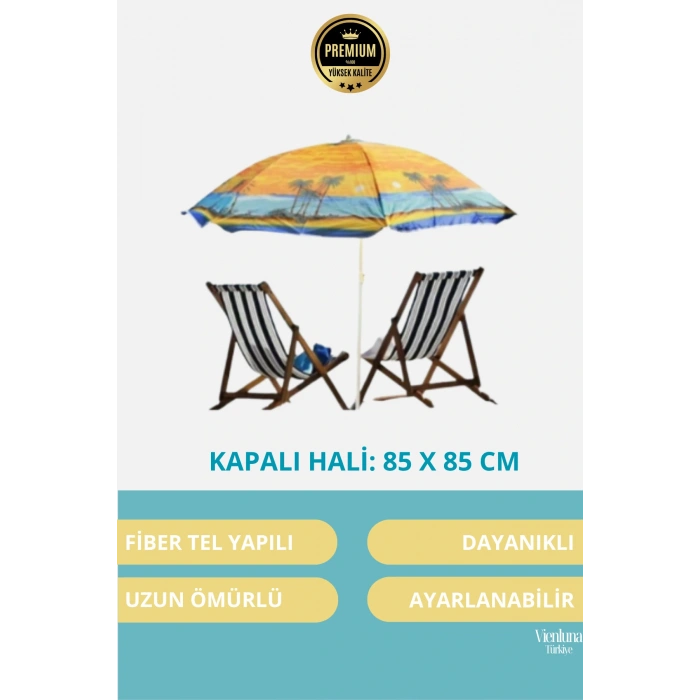 Üstün Kalite Dayanıklı Su Geçirmez 170cm Fiber Tel Ayarlanabilir Taşınabilir Kamp Plaj Şemsiyesi