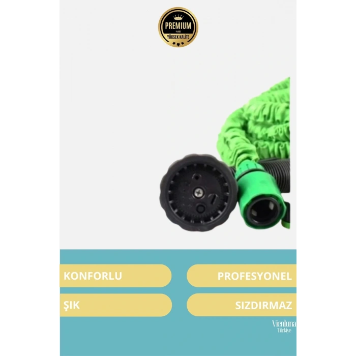 Özel Üretim Dolaşmaz Kırılmaz 7 Kademeli Uzayan Tabancalı 30 Metre Bahçe Sulama Hortumu