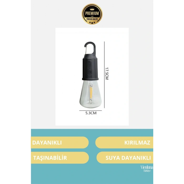 Özel Üretim Şarjlı Kırılmaz Su Geçirmez Kablosuz Taşınabilir 3 Modlu Kamp Aydınlatma LED Ampulü