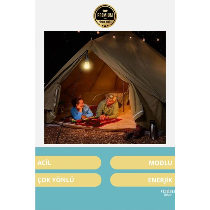 Özel Üretim Şarjlı Kırılmaz Su Geçirmez Kablosuz Taşınabilir 3 Modlu Kamp Aydınlatma LED Ampulü