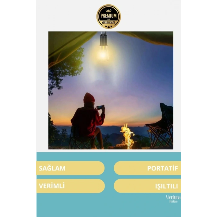 Özel Üretim Şarjlı Kırılmaz Su Geçirmez Kablosuz Taşınabilir 3 Modlu Kamp Aydınlatma LED Ampulü