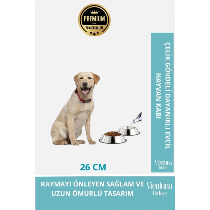 Özel Üretim Çelik Gövdeli Dayanıklı Kaymaz Tabanlı Uzun Ömürlü Kedi Köpek Mama Su Kabı