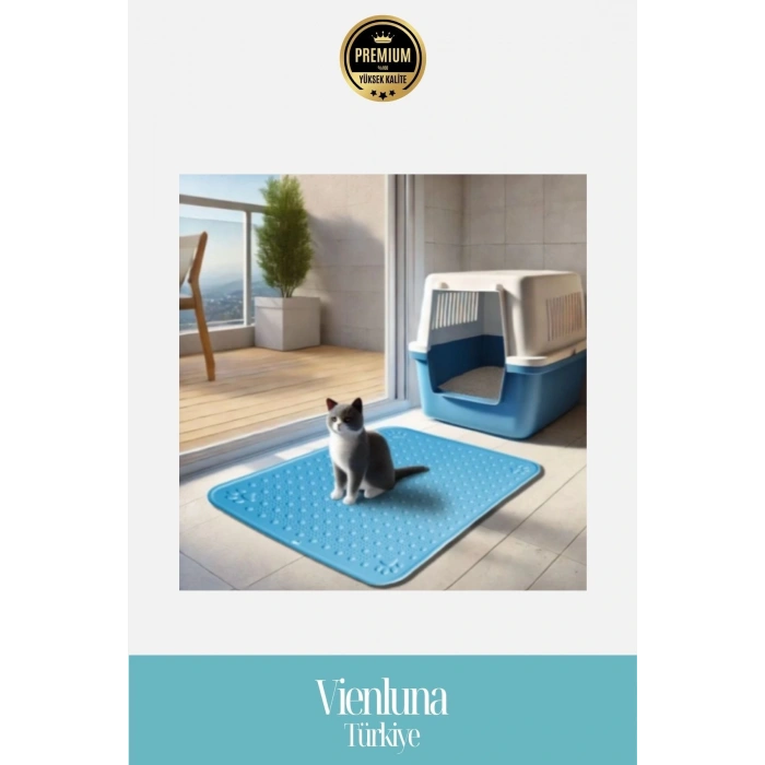 Premium Kaymaz Dayanıklı Yıkanabilir Silinebilir Evcil Hayvan Kum Mama Tuvalet Önü Paspası