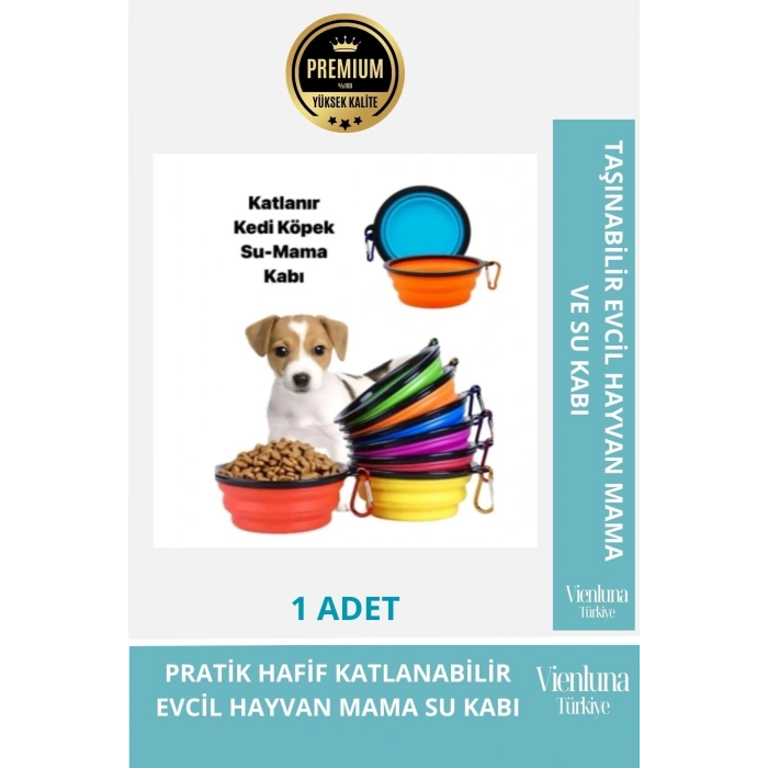 Özel Üretim Taşınabilir Seyahat Tipi Kancalı Silikon Katlanabilir Kedi Köpek Mama Su Kabı