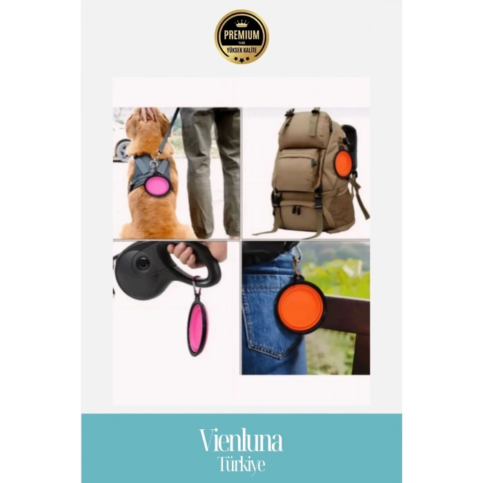 Özel Üretim Taşınabilir Seyahat Tipi Kancalı Silikon Katlanabilir Kedi Köpek Mama Su Kabı