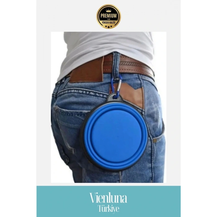 Özel Üretim Taşınabilir Seyahat Tipi Kancalı Silikon Katlanabilir Kedi Köpek Mama Su Kabı