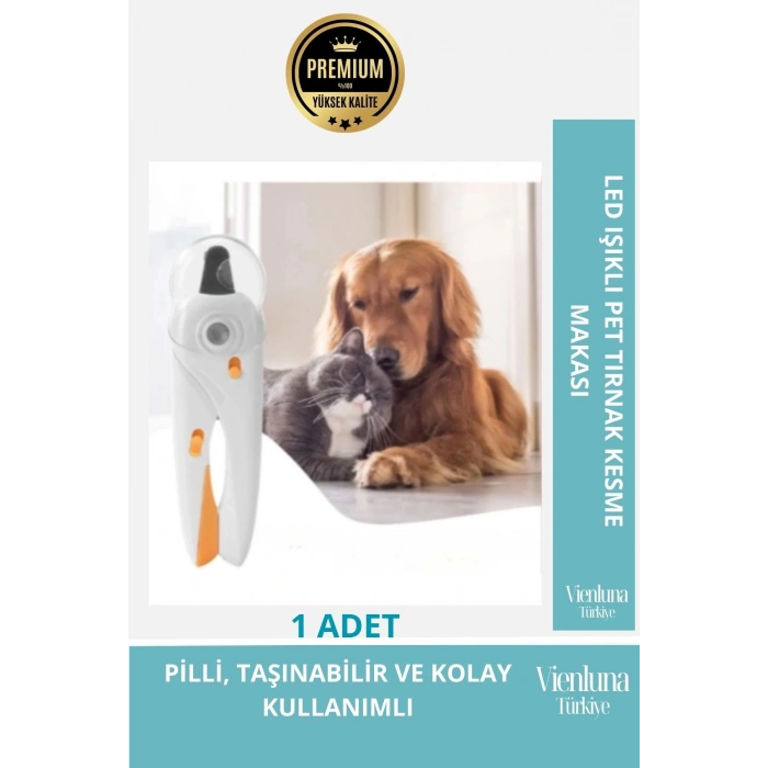 Özel Üretim Led Işıklı Pilli Taşınabilir Tırnak Kesme Makası Kedi Köpek Kuş