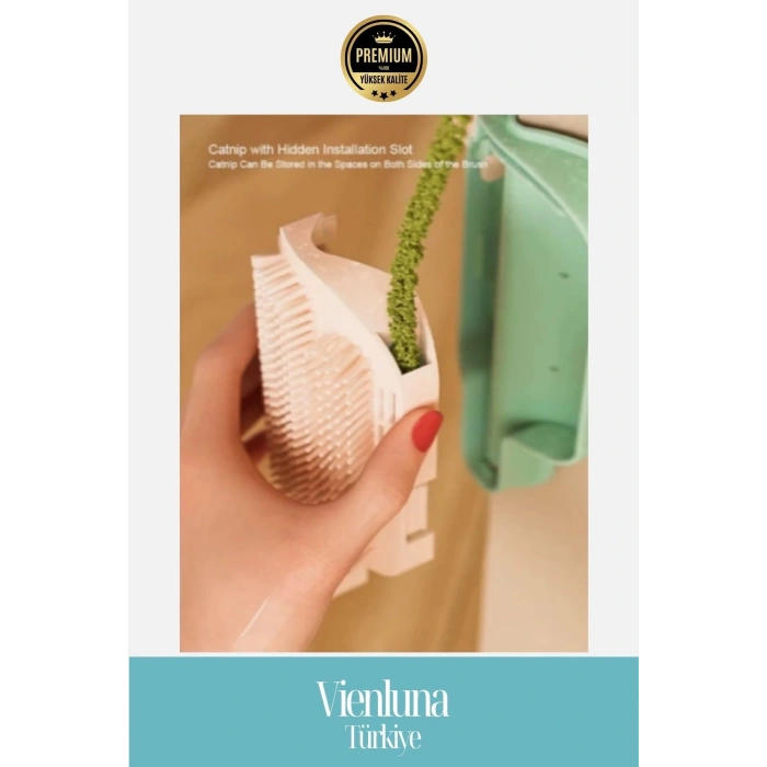 Özel Üretim Kedi Otu Hazneli Tüy Dökülme Azaltıcı Kaşınma ve Tarama Fırçası Aparatı