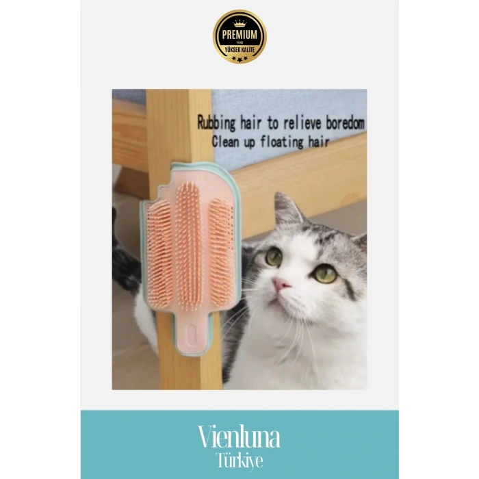 Özel Üretim Kedi Otu Hazneli Tüy Dökülme Azaltıcı Kaşınma ve Tarama Fırçası Aparatı