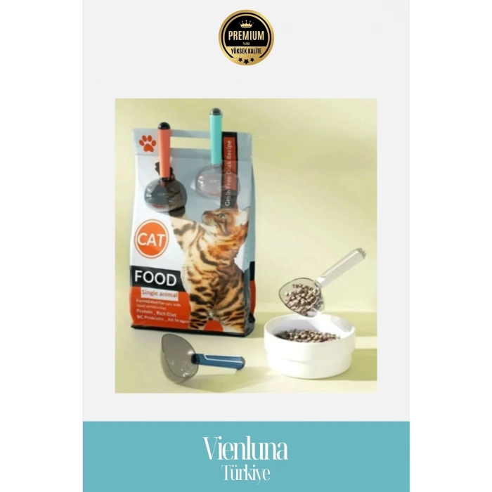 Özel Üretim Klipsli ve Ölçülü Evcil Hayvan Mama Küreği 180ml Dayanıklı Pratik Tasarım