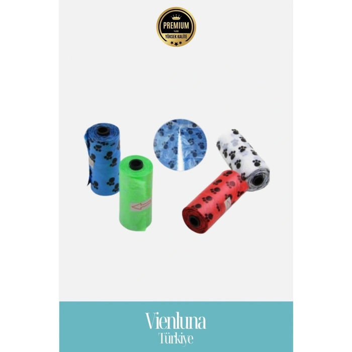 Çevre Dostu Evcil Hayvan Pati Desenli Kaka Poşeti 4 Paket 60 Adet Rulo