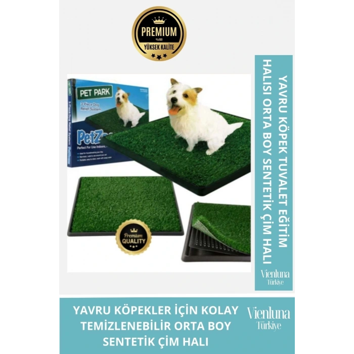Özel Üretim 3 Tabakalı Kolay Temizlenir Yavru Köpek Tuvalet Eğitimi Orta Boy Sentetik Çim Halı