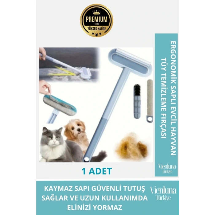 Özel Üretim Ergonomik Uzun Saplı Çift Taraflı Evcil Hayvan Tüy Temizleme Fırçası