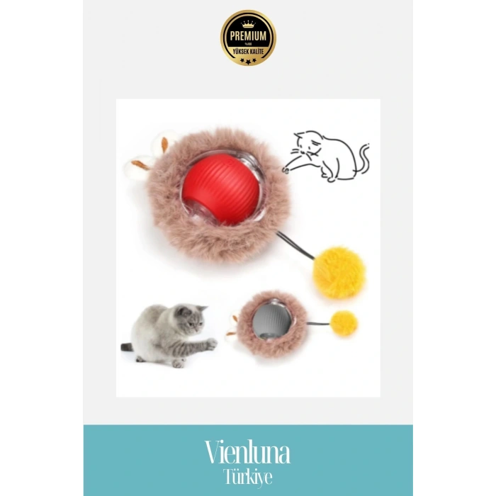 Premium Şarjlı Tüylü Kedi Oyuncağı Motorlu Hareketli Eğlenceli Dayanıklı Usb Şarj Edilebilir