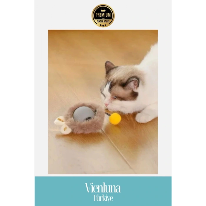 Premium Şarjlı Tüylü Kedi Oyuncağı Motorlu Hareketli Eğlenceli Dayanıklı Usb Şarj Edilebilir