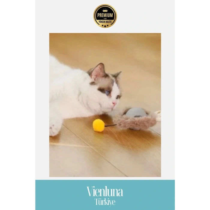 Premium Şarjlı Tüylü Kedi Oyuncağı Motorlu Hareketli Eğlenceli Dayanıklı Usb Şarj Edilebilir