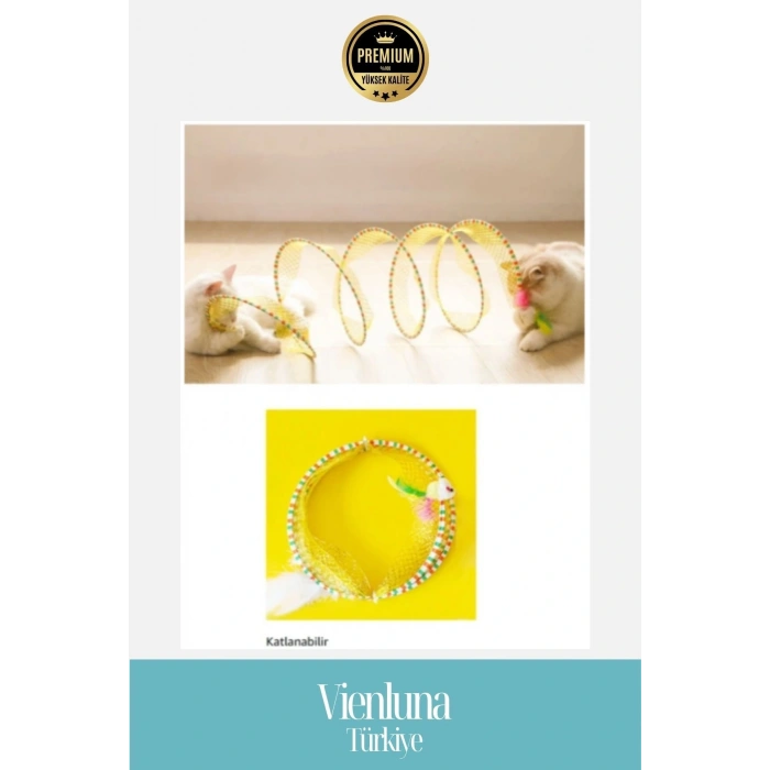 Premium Katlanabilir Tül Telli Kedi Oyun Tüneli Hafif Tel Desteğiyle Eğlenceli Oyun