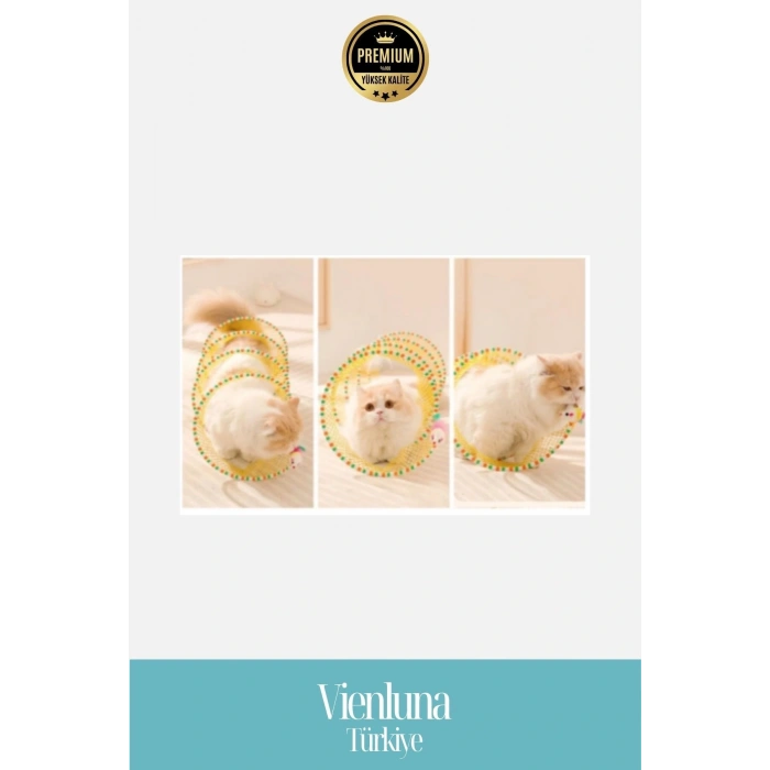 Premium Katlanabilir Tül Telli Kedi Oyun Tüneli Hafif Tel Desteğiyle Eğlenceli Oyun