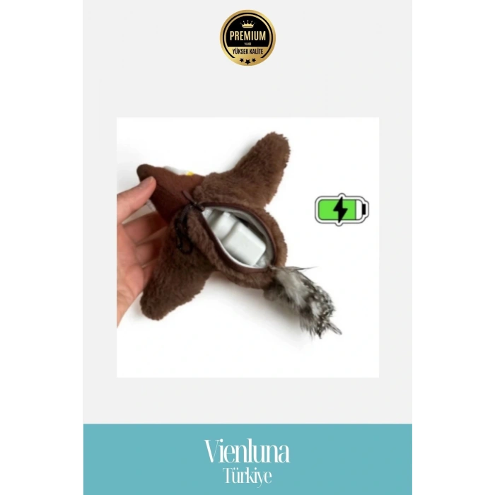 Premium Şarjlı Peluş Uçan Kuş Oyuncak Gerçekçi Kanat Çırpan Sesli Kedi Eğlence Aracı