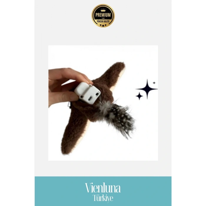 Premium Şarjlı Peluş Uçan Kuş Oyuncak Gerçekçi Kanat Çırpan Sesli Kedi Eğlence Aracı