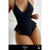 Premium Seri Kadın Lüks Fantezi Şık Çekici Modern Esnek Zarif Rahat Günlük Siyah Fırfırlı Bodysuit
