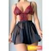 Premium Lüks Seri Seksi Çok Şık Dekolte Gecelik Tül Mini Fantezi Babydoll Takım