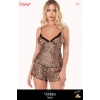 Yeni Sezon Premium Lüks Kadın Fantezi Çok Şık Modern Zarif Leopar Saten Babydoll Şort Takımı