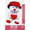 Özel Üretim Sevgililer Doğum Günü Hediye Manita Eş Sevgili Şapkalı Kalp Tutan Peluş Oyuncak Ayı 50cm