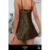 Premium Seri Lüks Ürün Şık Fantezi Zarif Modern Seksi Çekici Leopar Desenli Saten Gecelik